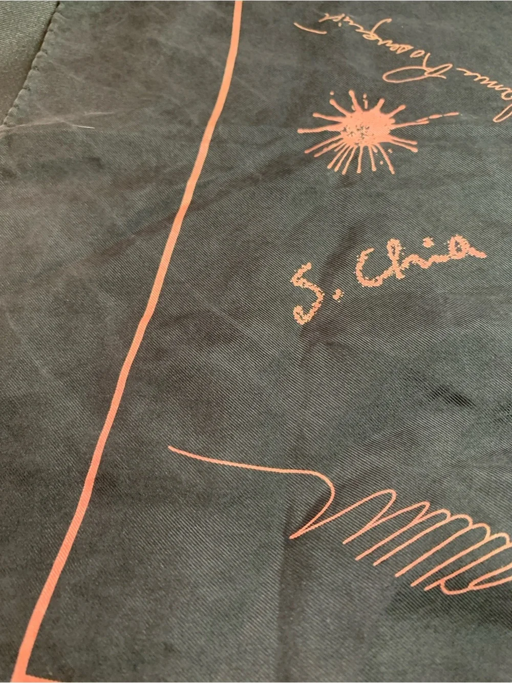 Louis Vuitton Black with Pink Script Print Silk Scarf